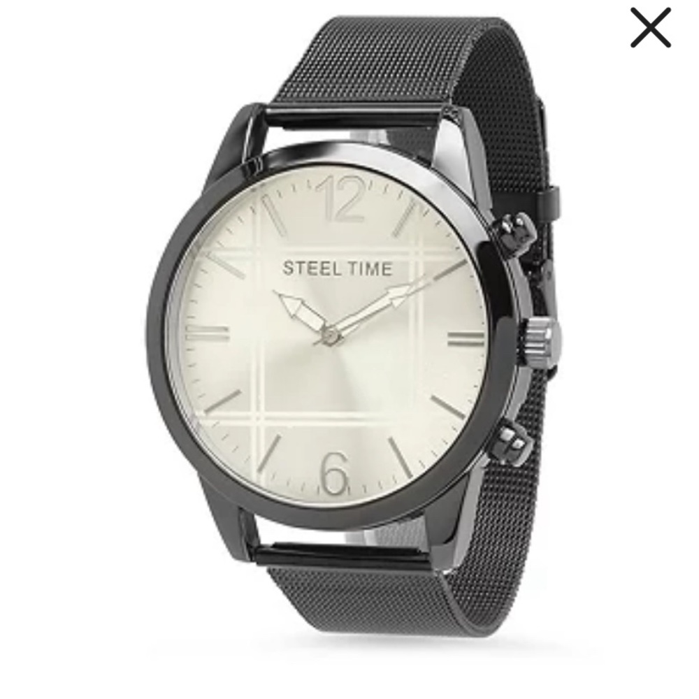 Steeltime Mens Black Stainless Steel Bracelet Watch 879-005-W